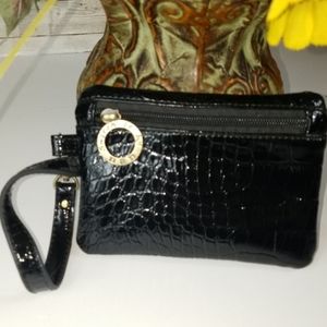 Switch It by Nan, black patent, gator print wristlet